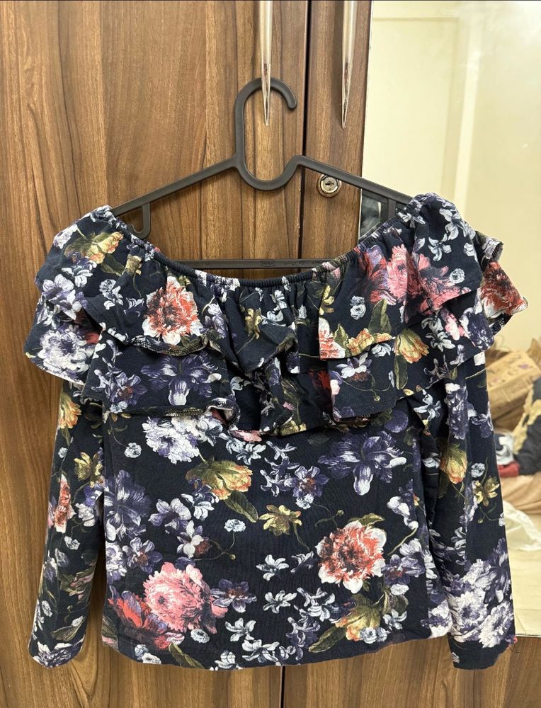 Floral Off-Shoulder Ruffle Top