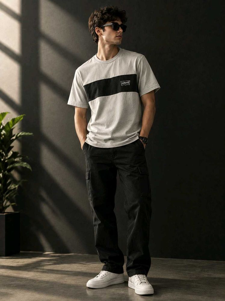 Levi's Grey &amp; Black Color Block T-Shirt