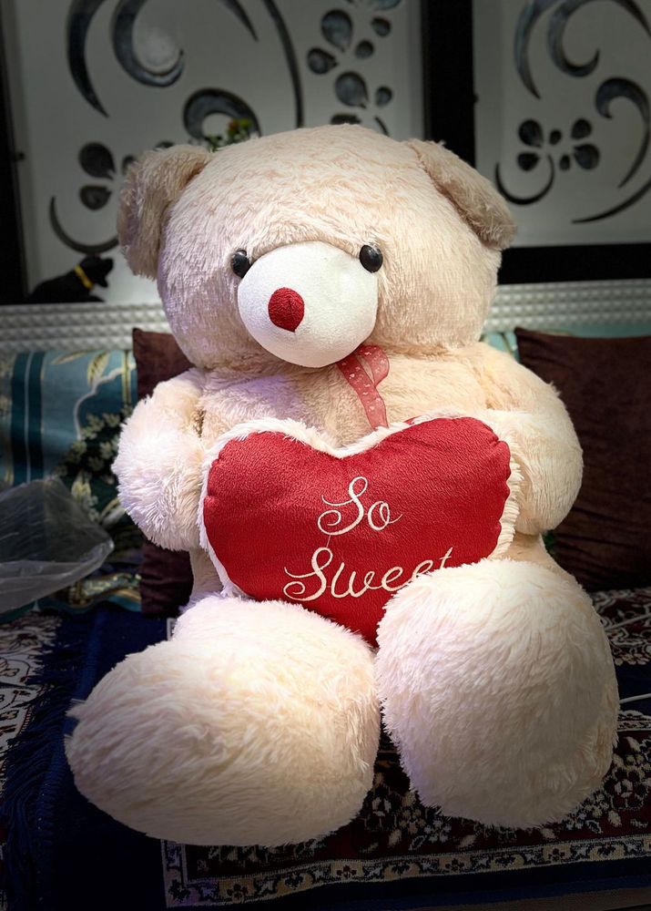 Cute Teddy Bear with "So Sweet" Heart