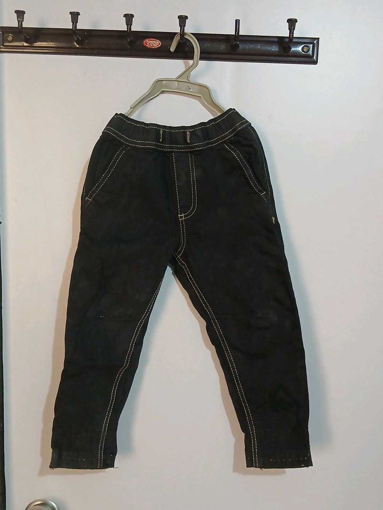Black Denim Pants with Contrast Stitching