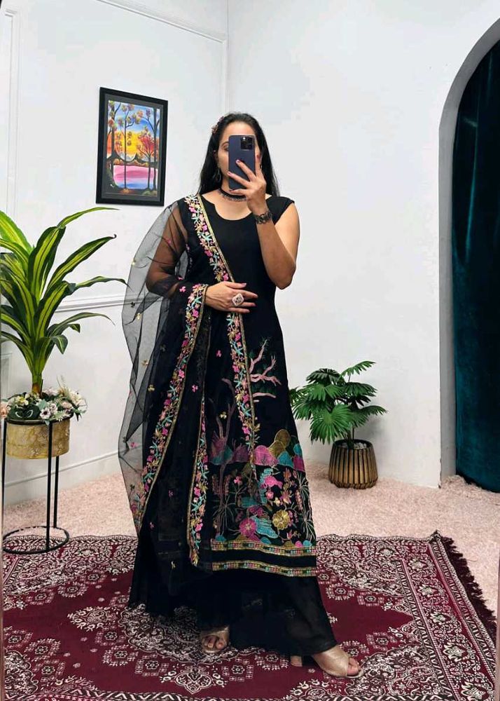 New Festive Kurti Outfit in Black Colour