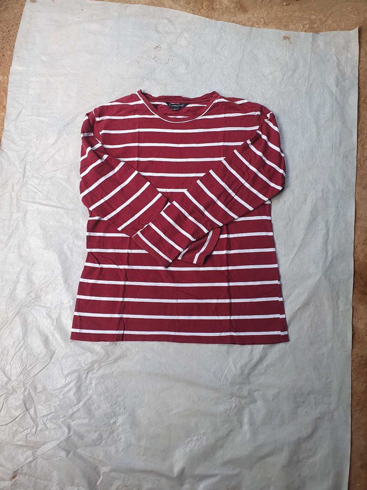 Red &amp; White Striped Long Sleeve Top