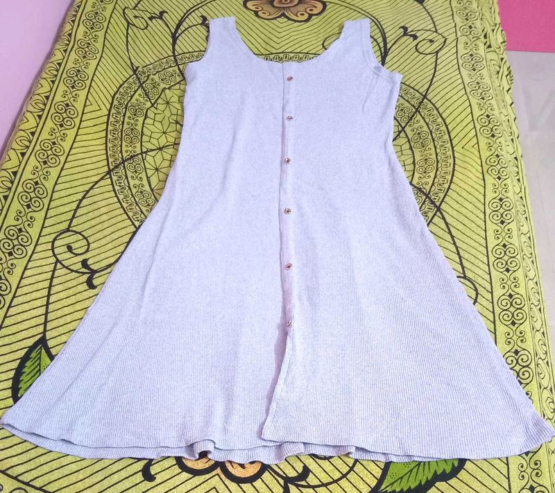 Light Grey Button-Up Dress