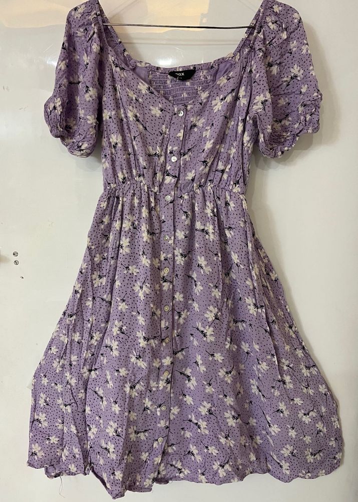 Charming Lavender Floral Print Dress