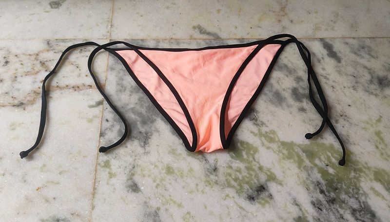 Peach Bikini Bottom with Black Trim