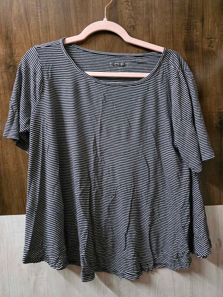 Loft Striped Flutter Sleeve Top