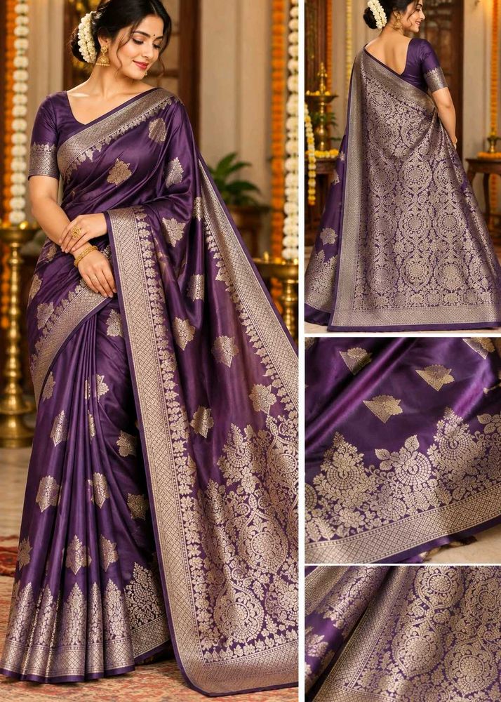 Elegant Purple Banarasi Silk Saree with Zari Work