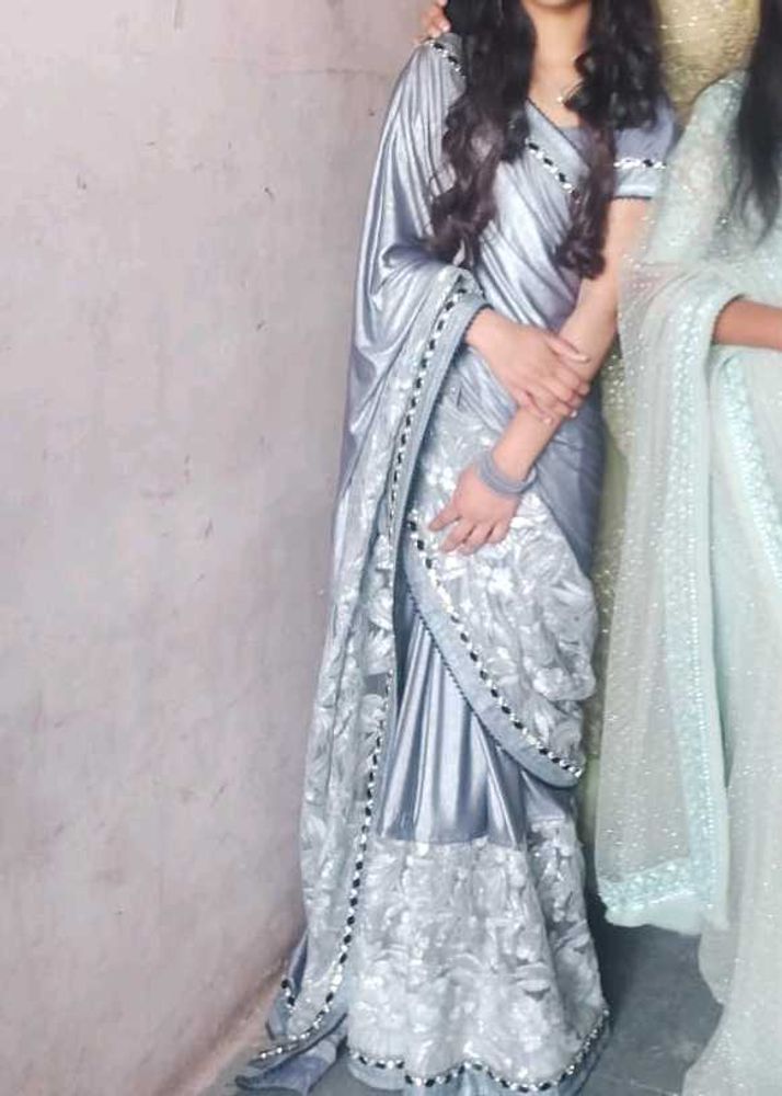 Elegant Silver Saree