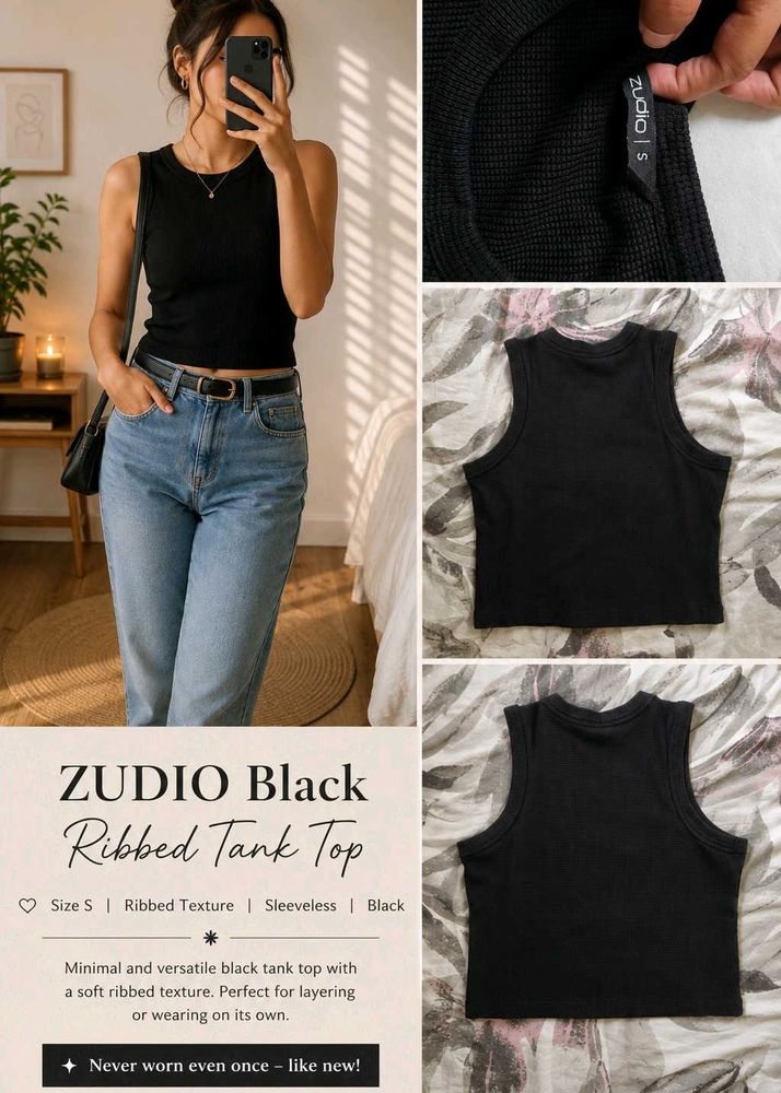 Black Ribbed Tank Top