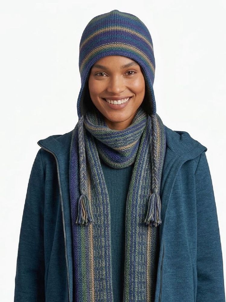 Boho Striped Knit Beanie with Tassels