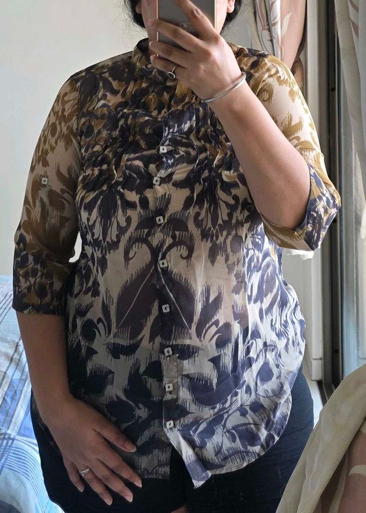 Sheer Floral Print Top