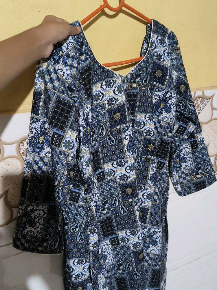 Blue Paisley Print Kurta and Plazo set