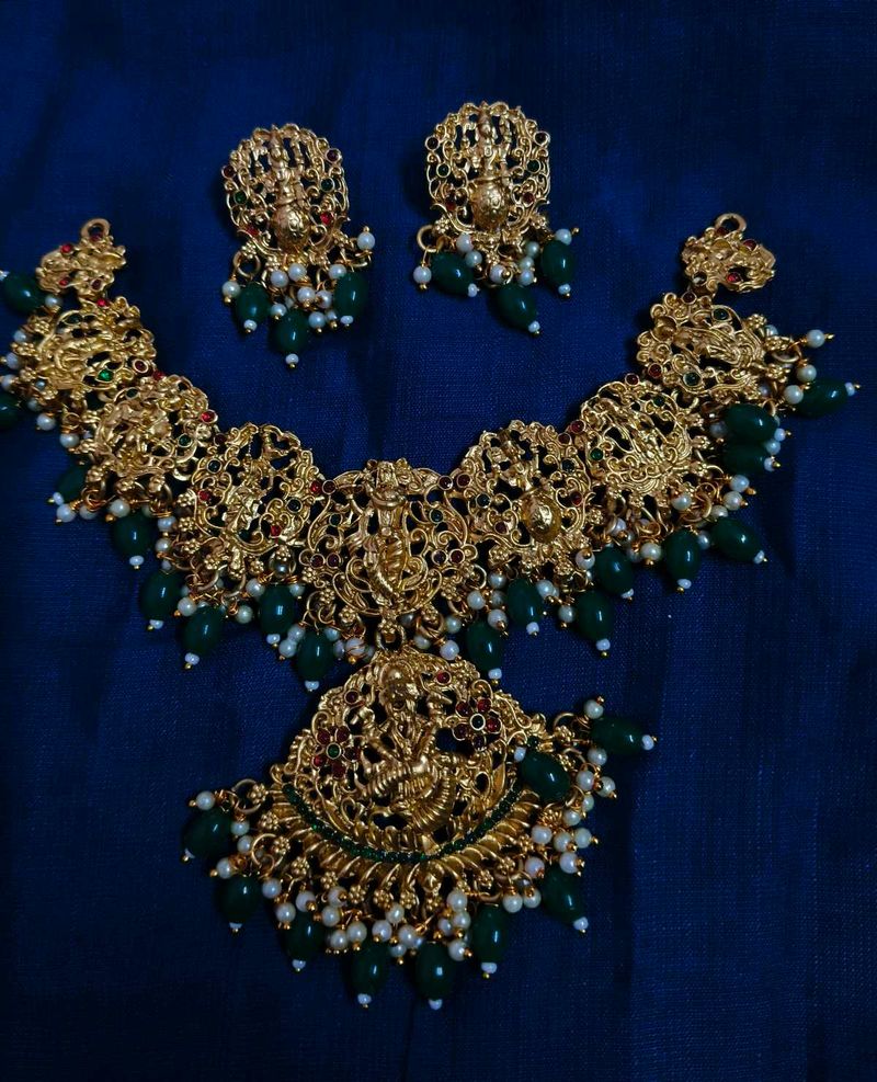 Gold Plated Indian Necklace &amp; Earring Set