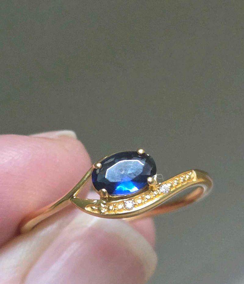 Oceanic Blue Stone Ring SS925 gold plated