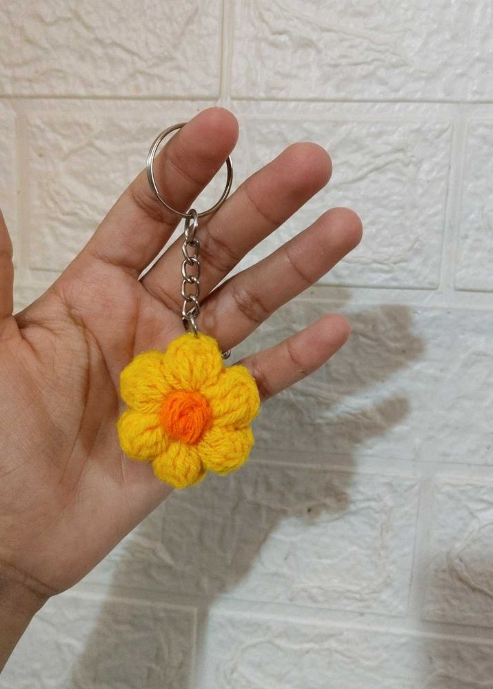 Handmade Crochet Flower Keychain