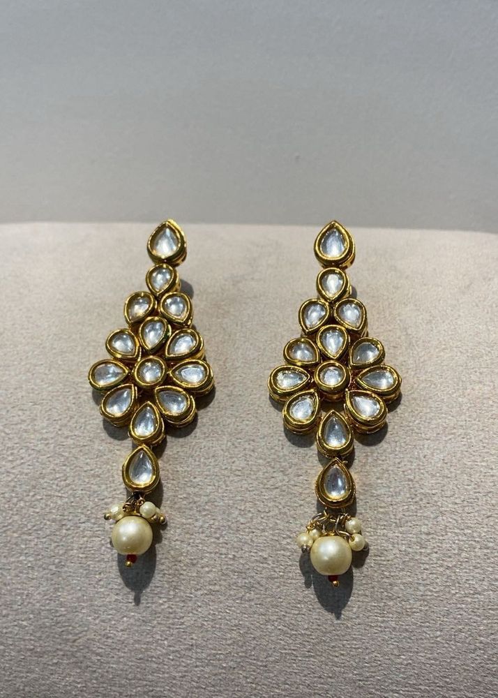 Elegant real Kundan Pearl Drop Earrings
