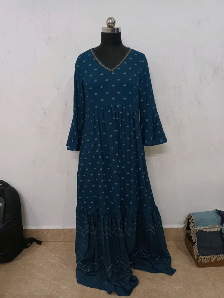 global desi teal green v neck maxi dress