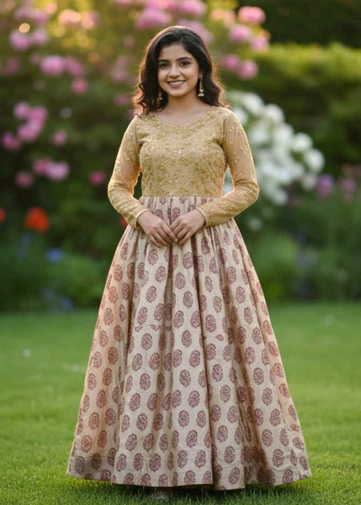 Gold Embroidered Maxi Dress
