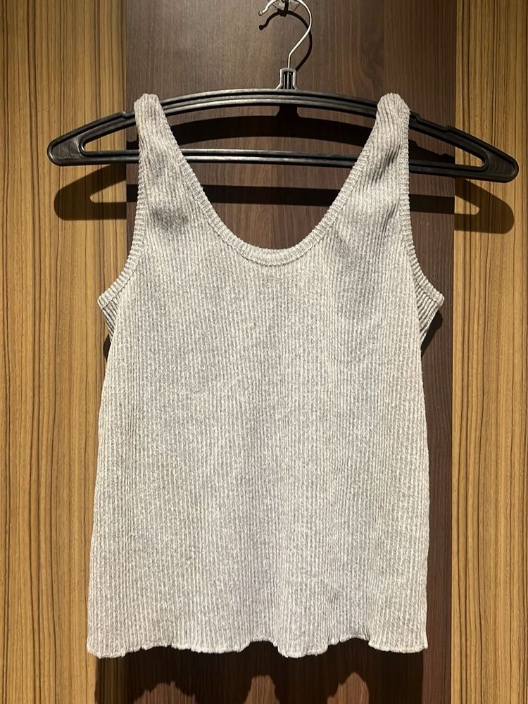 Grey Ribbed Tank Top