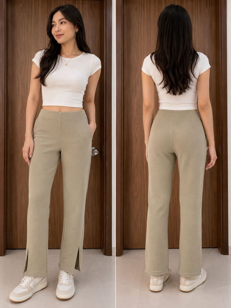 H&amp;M Ribbed Knit Pants - Olive Green