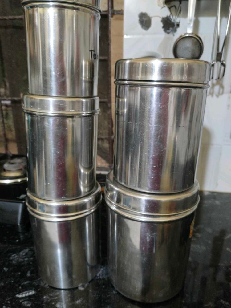 Set of 5,and 3 Stainless Steel container se