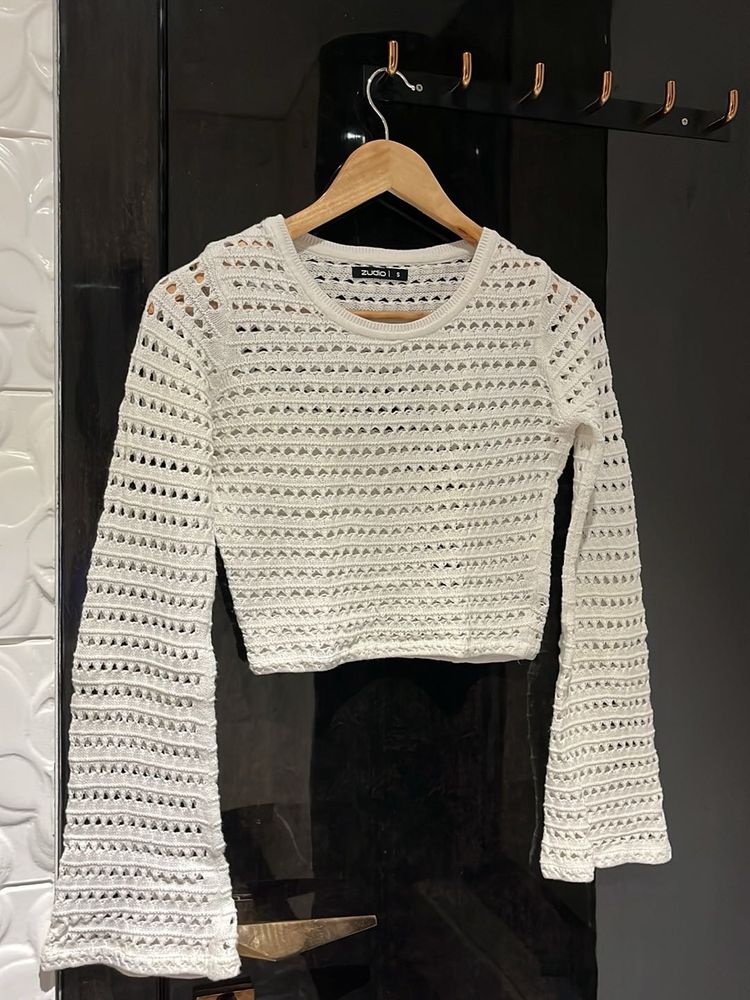 Chic Crochet Knit Cropped Top