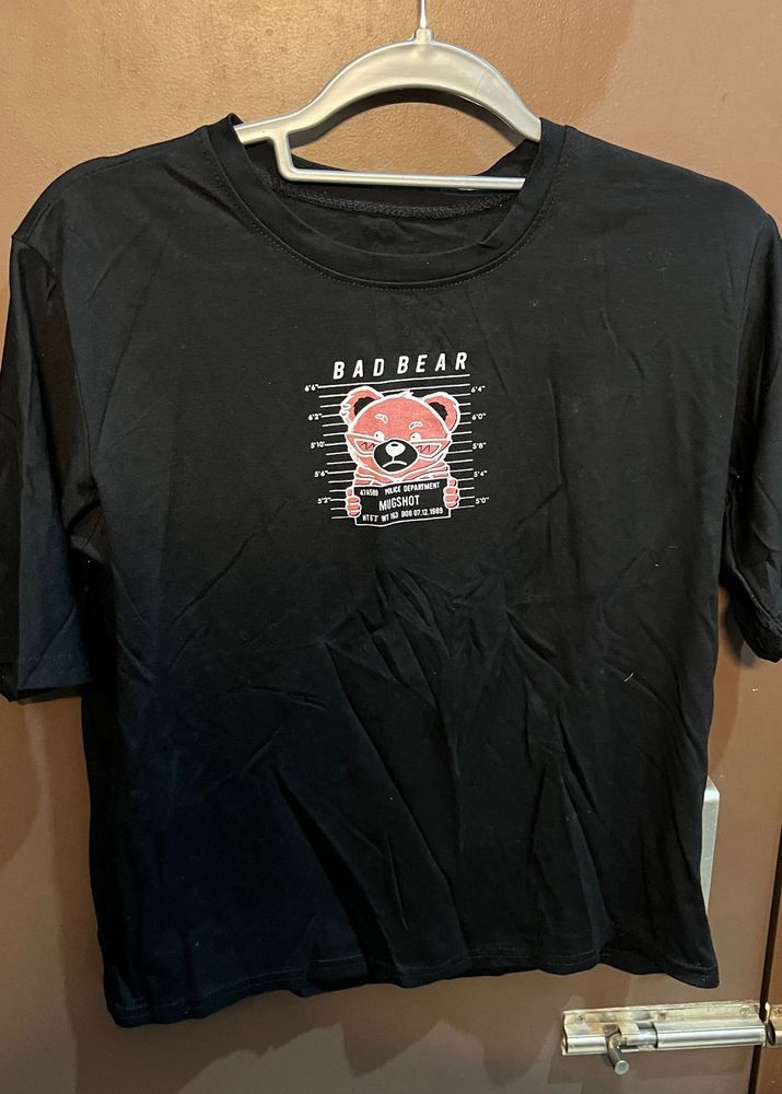 Black "Bad Bear" Graphic T-Shirt