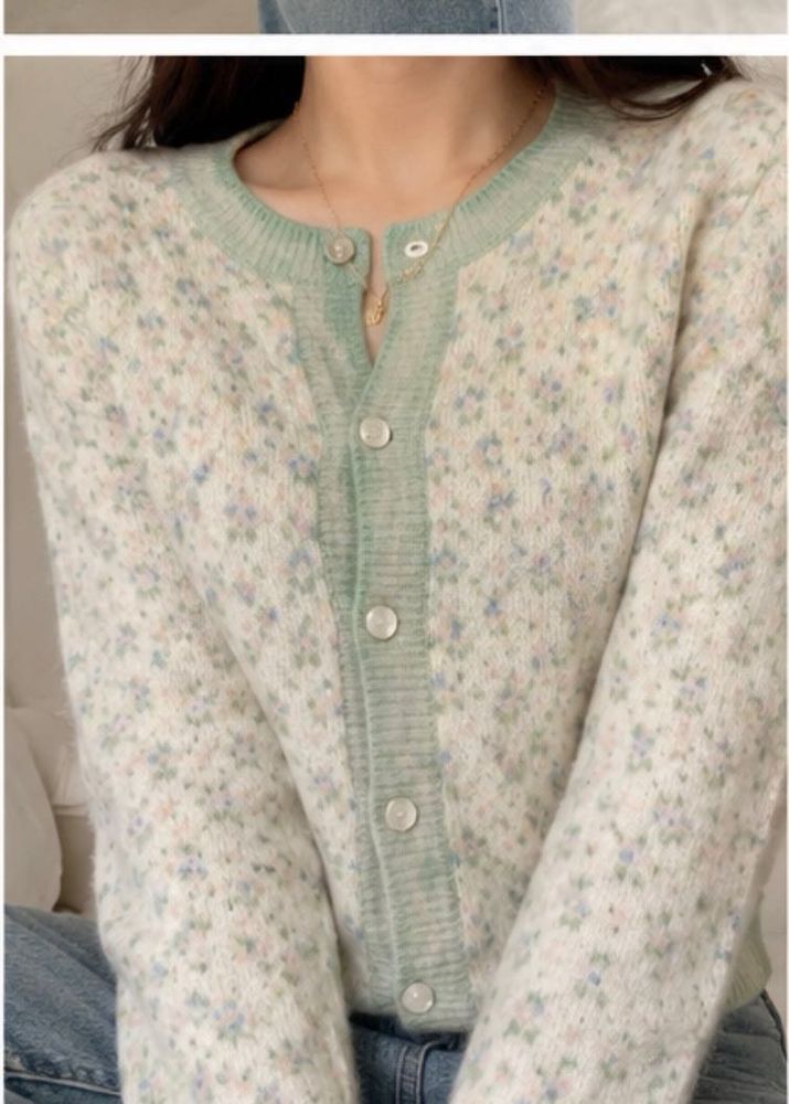ZARA Pastel Floral Knit Cardigan