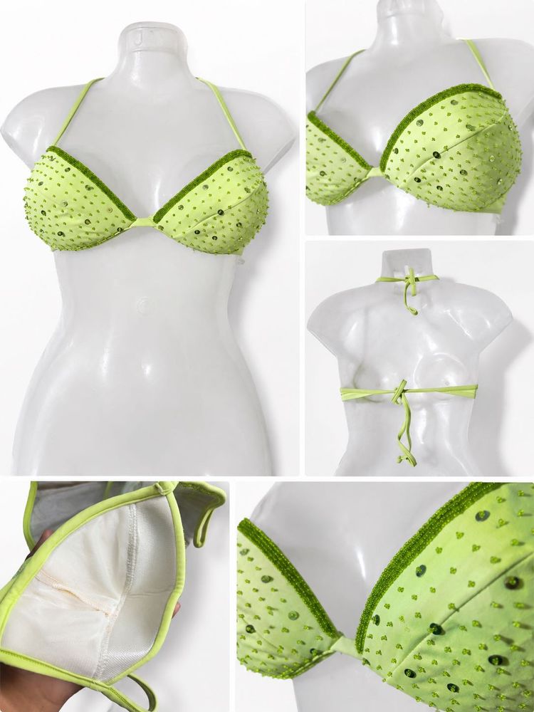 ✨ Rhinestone Bikini Top* 💚