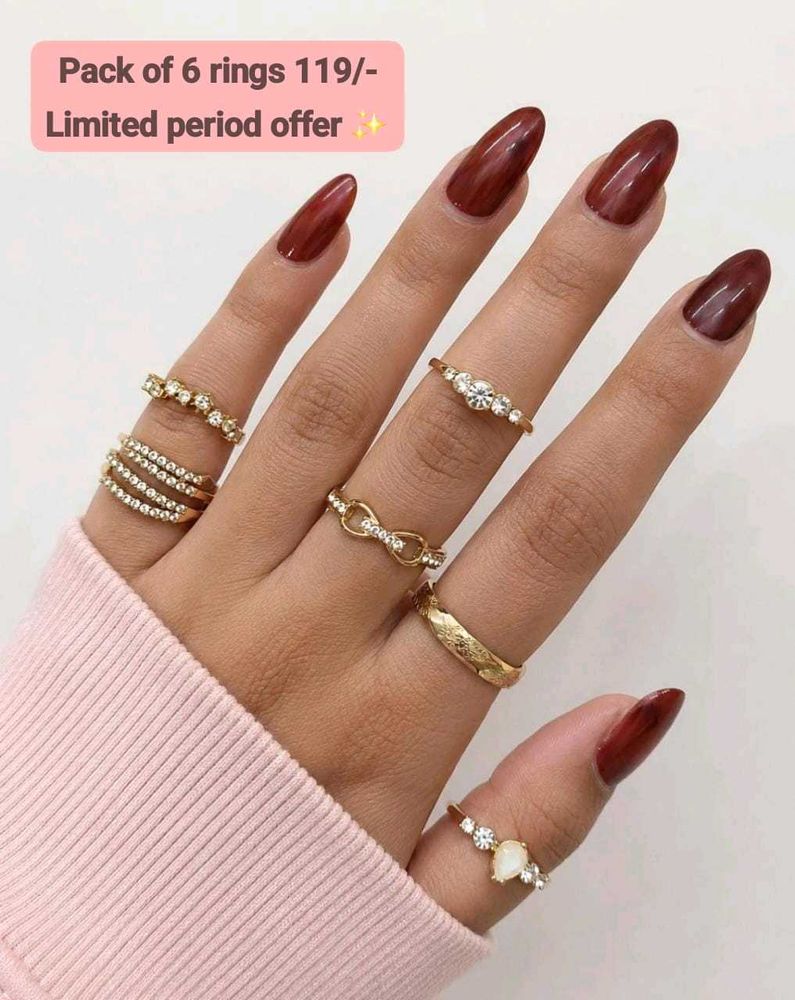 Boho Chic Ring Set - 6 Pieces
