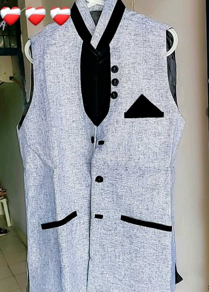 Men's Grey Linen Vest