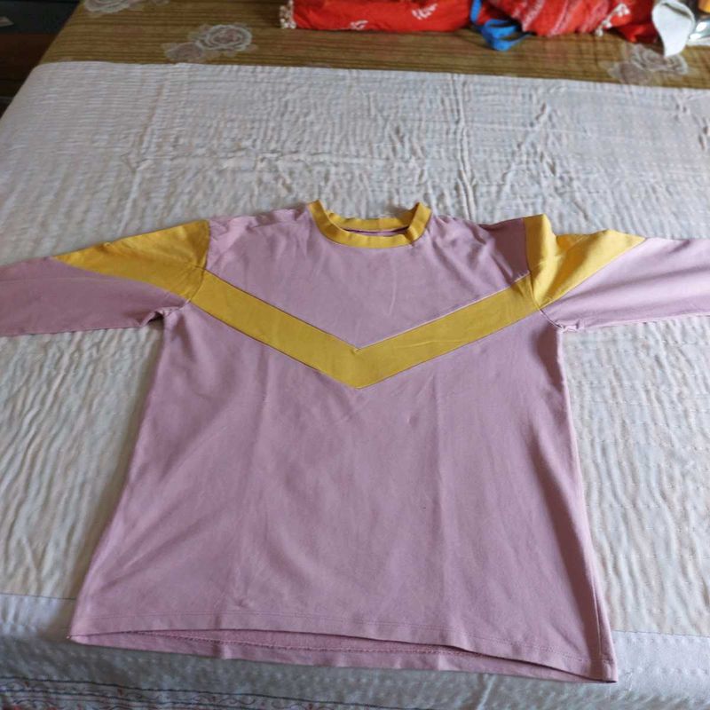 Pink and Yellow V-Neck T-Shirt