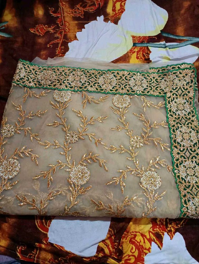 elegant bollywood heavy work embroidery netsaree