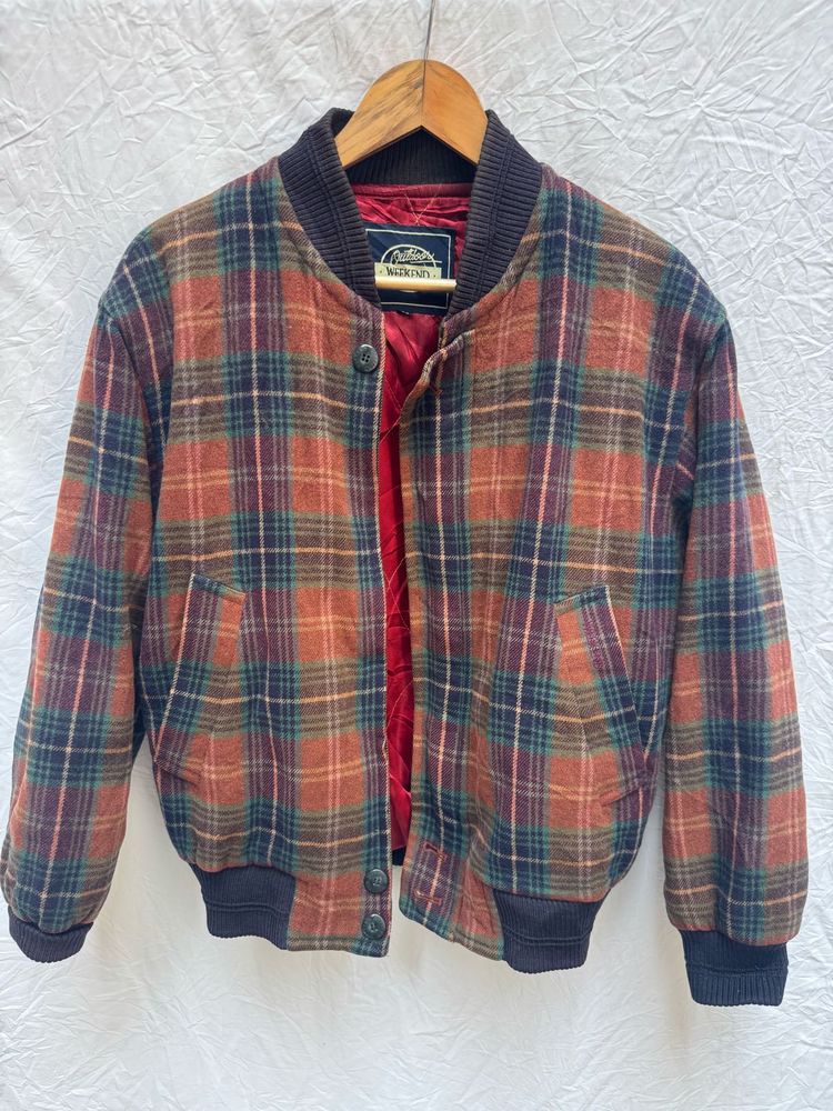 Vintage Plaid Bomber Jacket