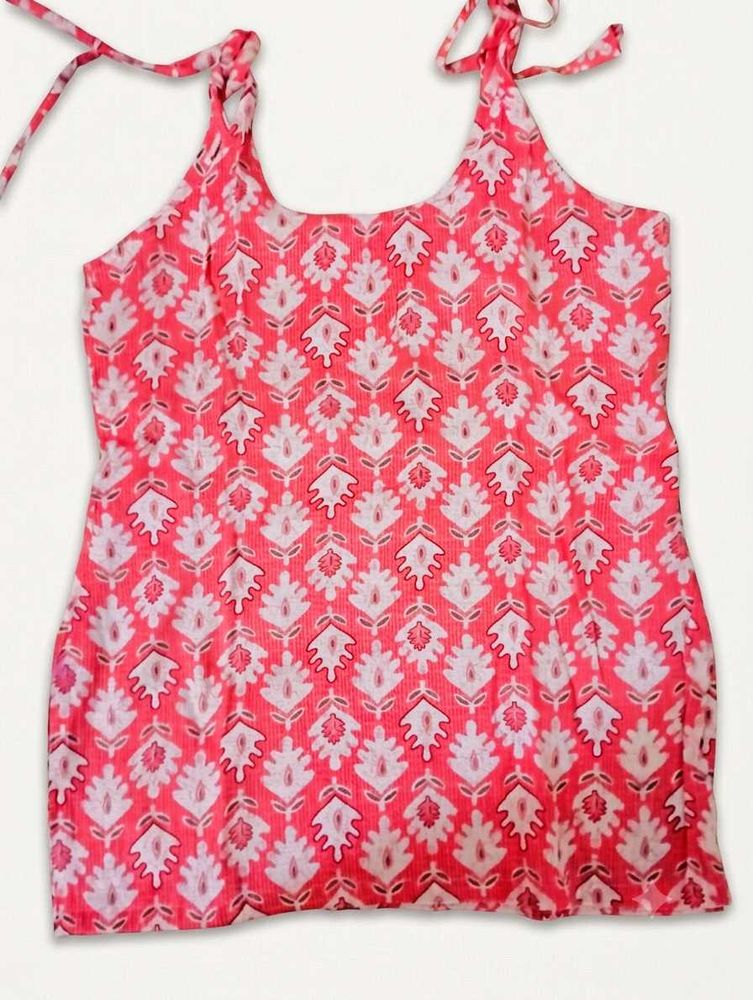 Vibrant Pink &amp; White printed kurti 🩷
