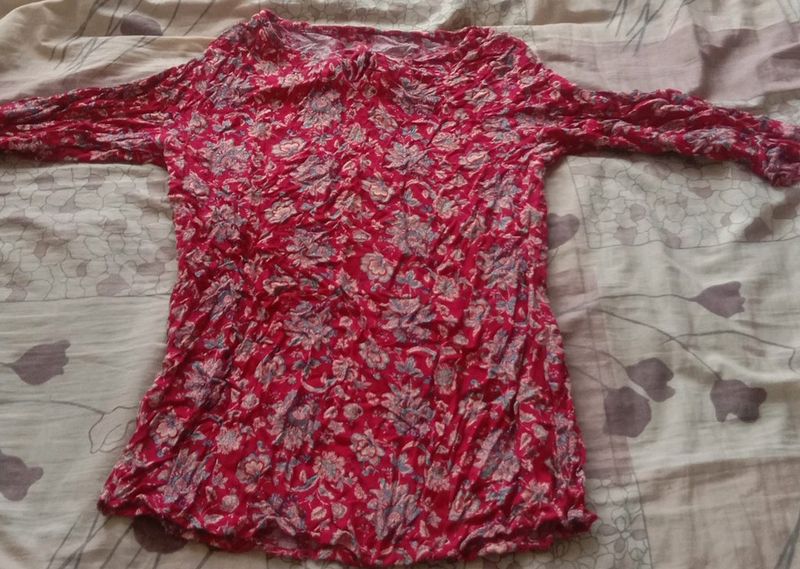 Red Colour Short Top