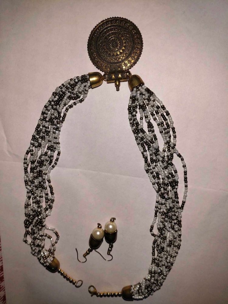Boho Beaded Necklace &amp; Earrings Set