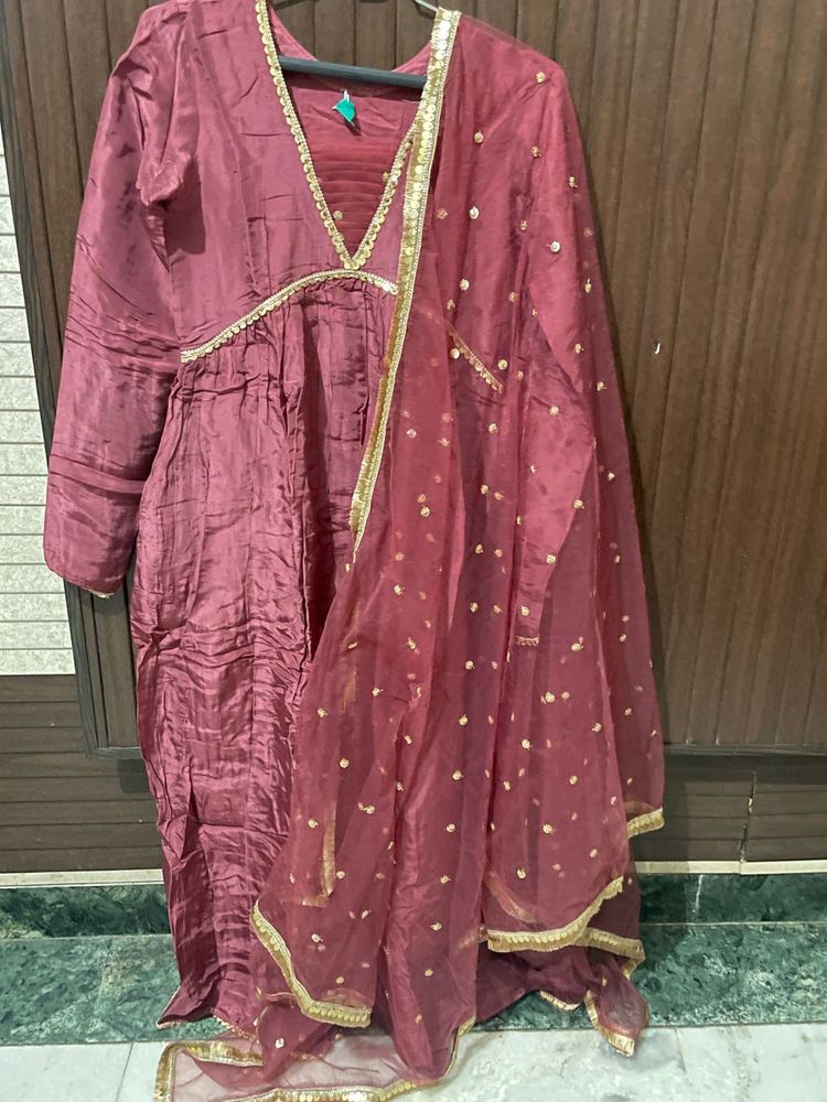 Beautiful Maroon Kurta Set with Dupatta