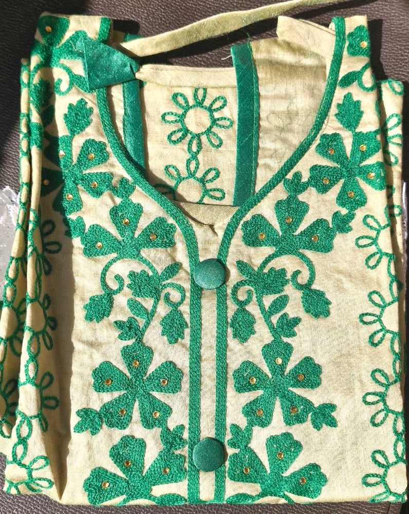 Thread Embroidery Cotton Daily Wear Kurti