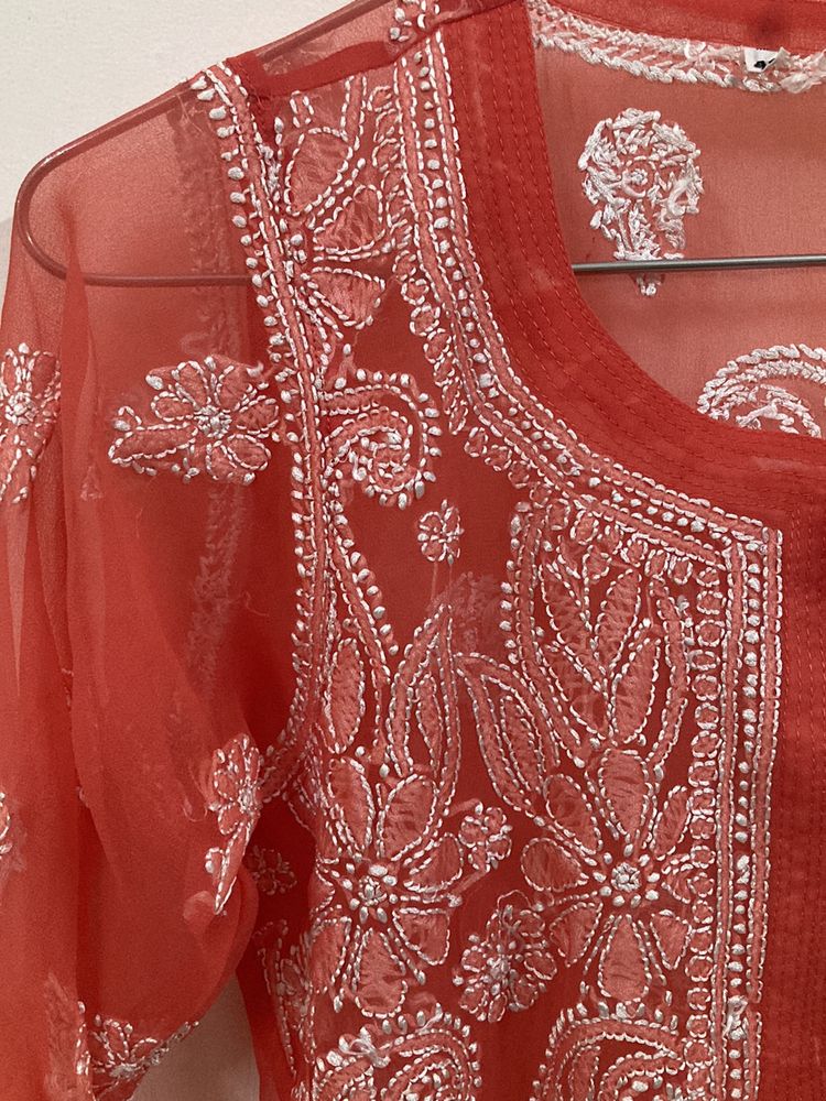 Pink Chikankari Kurta