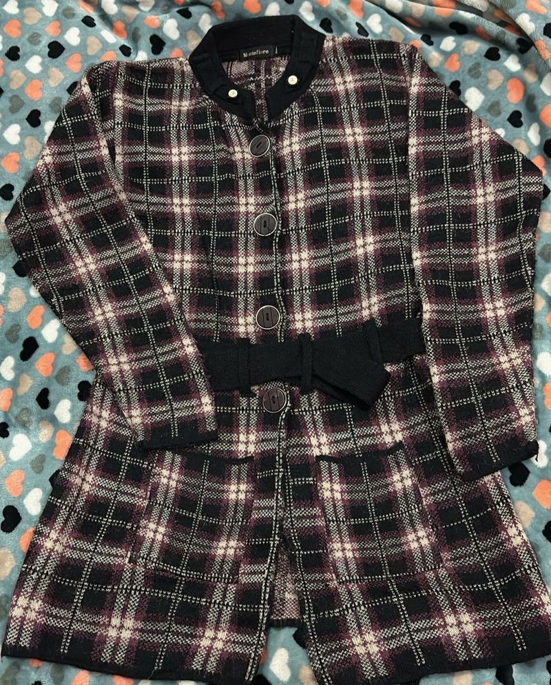 Plaid Wool Blend Coat