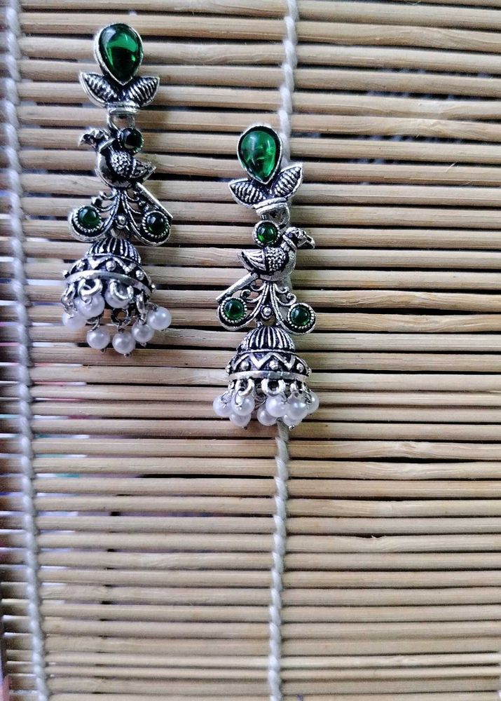 Bohemian Peacock Jhumka Earrings
