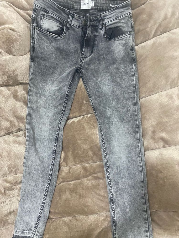 Grey Acid Wash Denim Jeans