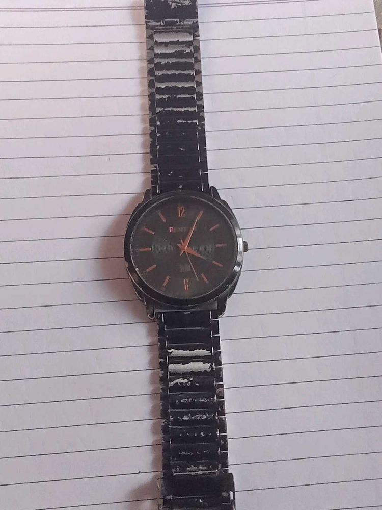 Classic Black Metal Band Wristwatch