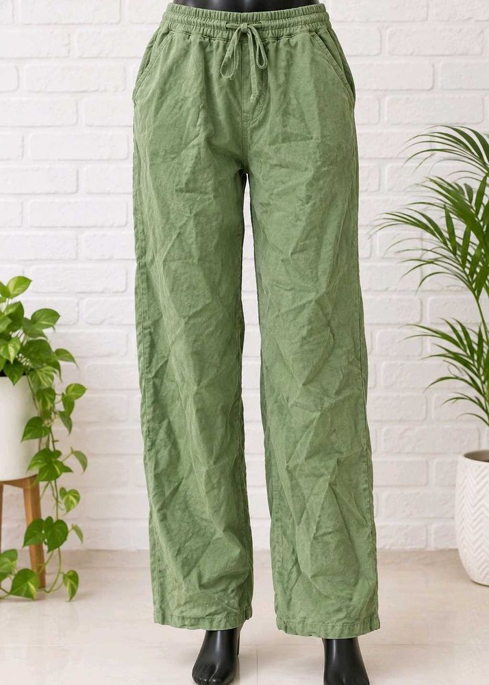 Women's Green Wide Leg Pants