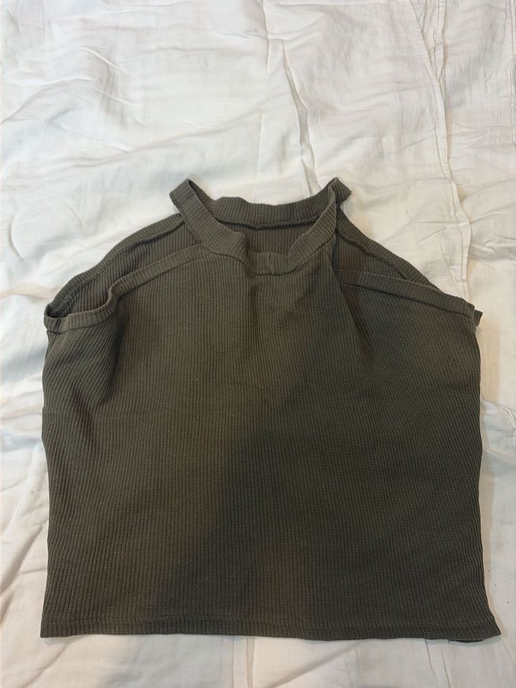 Olive Green Ribbed Tank Top