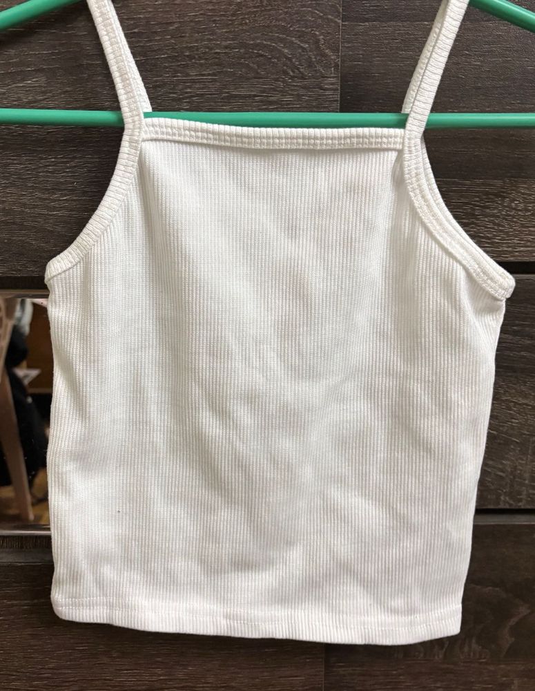 Ribbed White Camisole Top