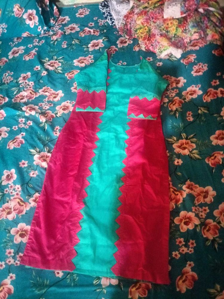 Vibrant Teal &amp; Pink Kurta for Women