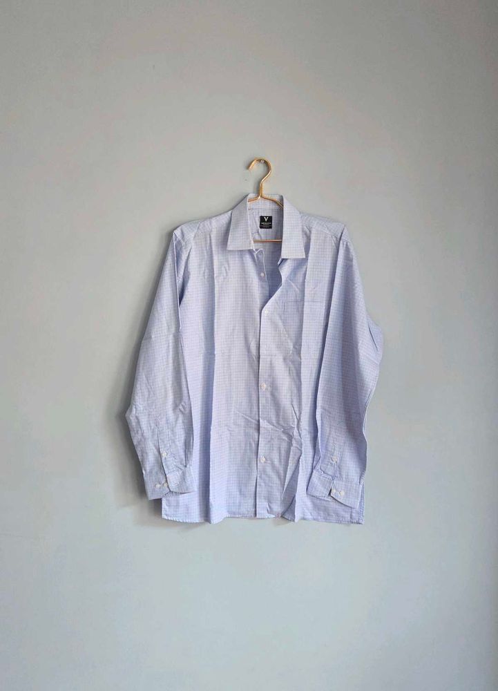 Light Blue Check Men's Shirt Van Heusen 48"