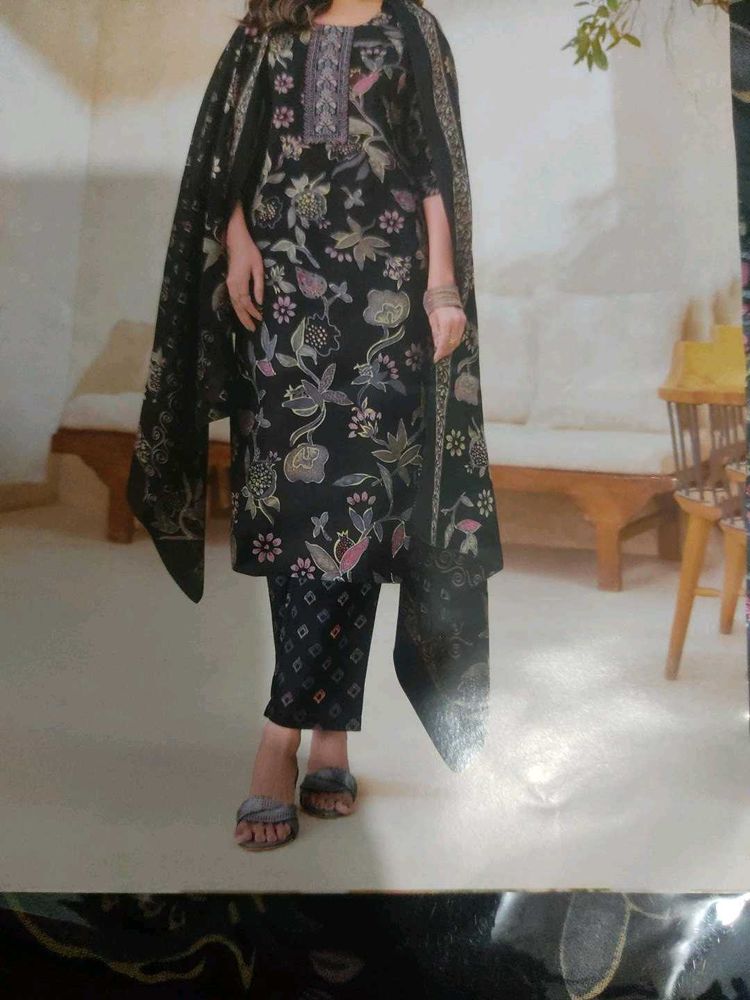 Elegant Floral Print Kurta Set with Dupatta/ ready